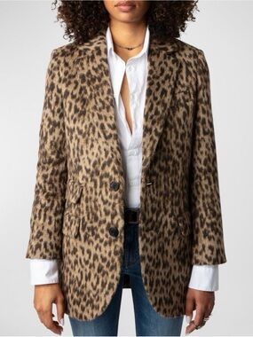 Zadig & Voltaire Violet Leopard Print Coat NWT